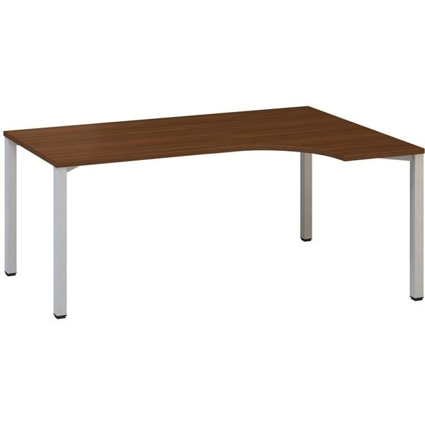 Psací stůl Alfa 200 - ergo, pravý, 180 cm, ořech/s