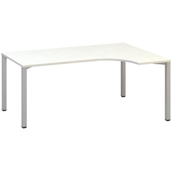 Psací stůl Alfa 200 - ergo, pravý, 180 cm, bílý/st