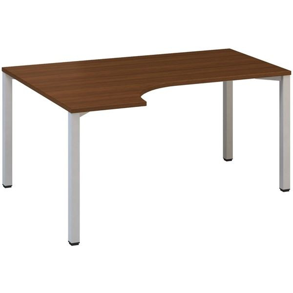 Psací stůl Alfa 200 - ergo, levý, 160 cm, ořech/st