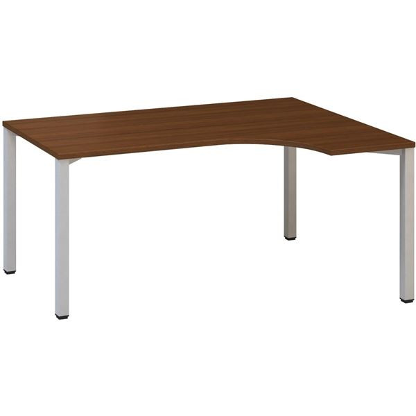 Psací stůl Alfa 200 - ergo, pravý, 160 cm, ořech/s