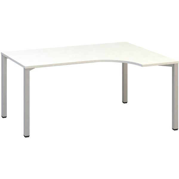 Psací stůl Alfa 200 - ergo, pravý, 160 cm, bílý/st