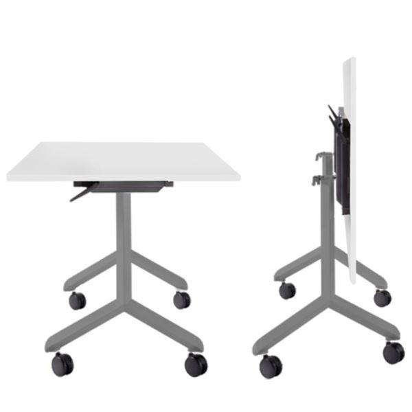 Mobilní sklopný stůl PRO - 120 x 80 cm, bílý/šedý