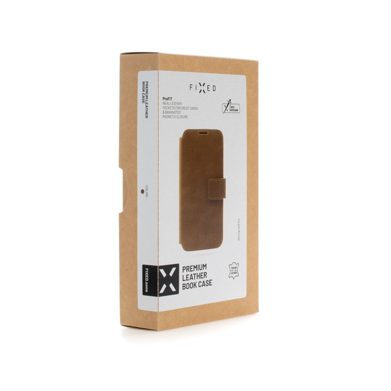 Kožené pouzdro typu kniha FIXED ProFit pro Samsung Galaxy S24, hnědé