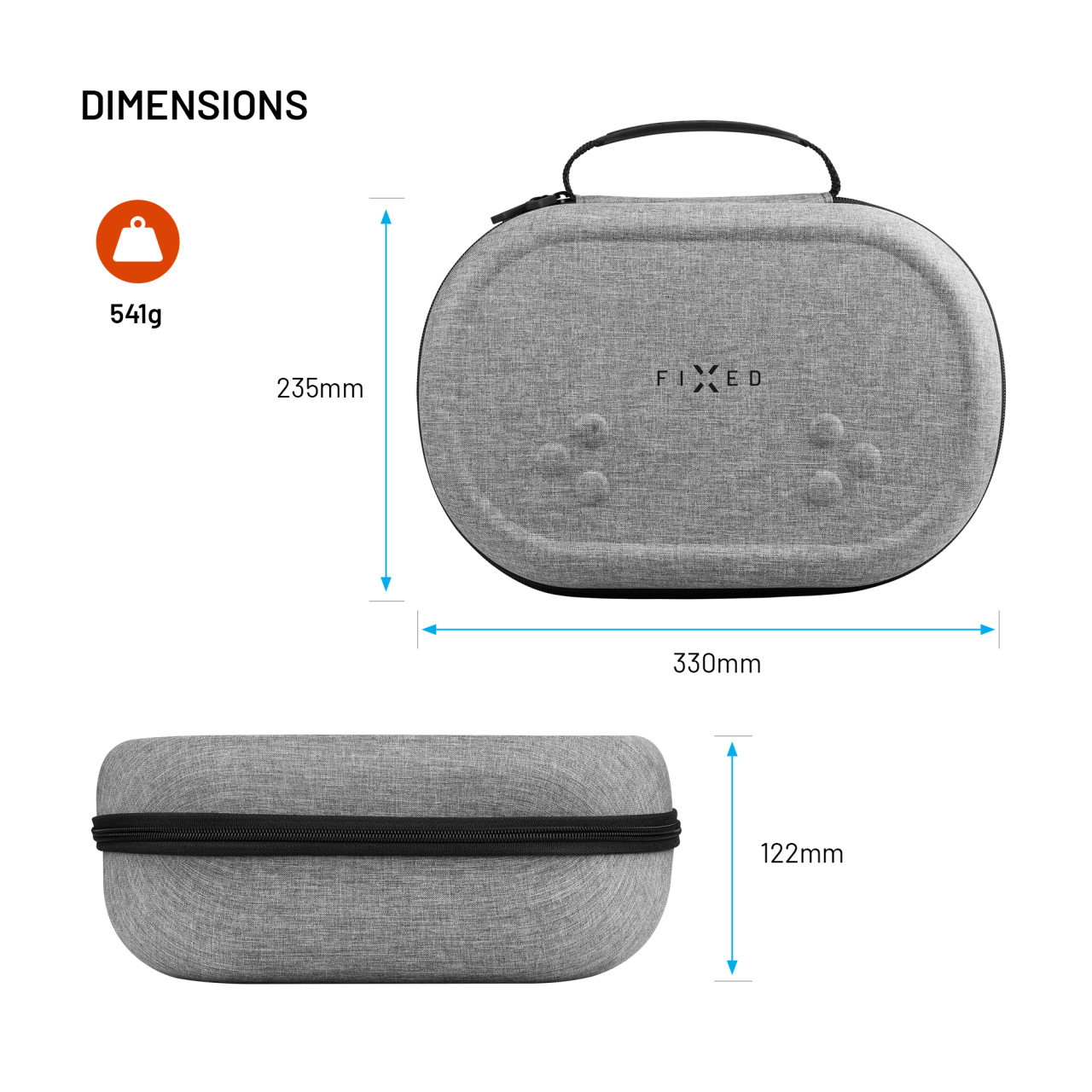 Ochranné pouzdro FIXED VR Protective Case pro Meta Quest 3/3S, šedé