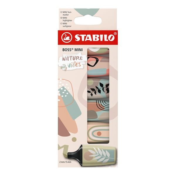 Zvýrazňovač STABILO BOSS MINI NATUR, sada 6 barev