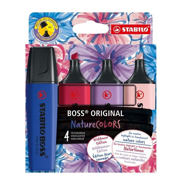 Zvýrazňovač STABILO BOSS Wildflower, sada 4 barev