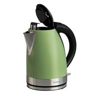 Orava VK-3217 GK, nerezová varná konvice 1,7 l, khaki zelená, 2000 W, otočný podstavec, LED signalizace