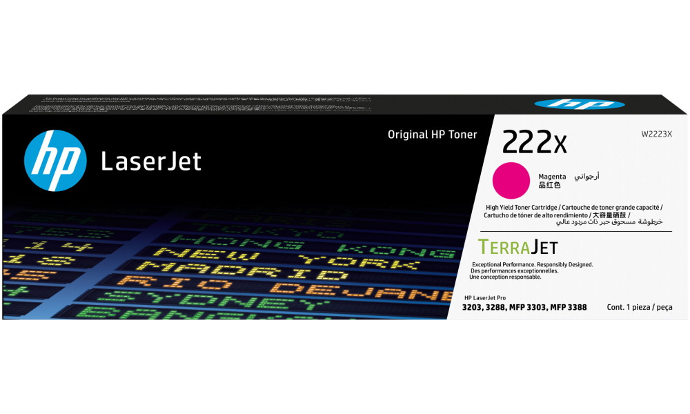 HP 222X Magenta Originální laserová tonerová kazeta s vysokou výtěžností