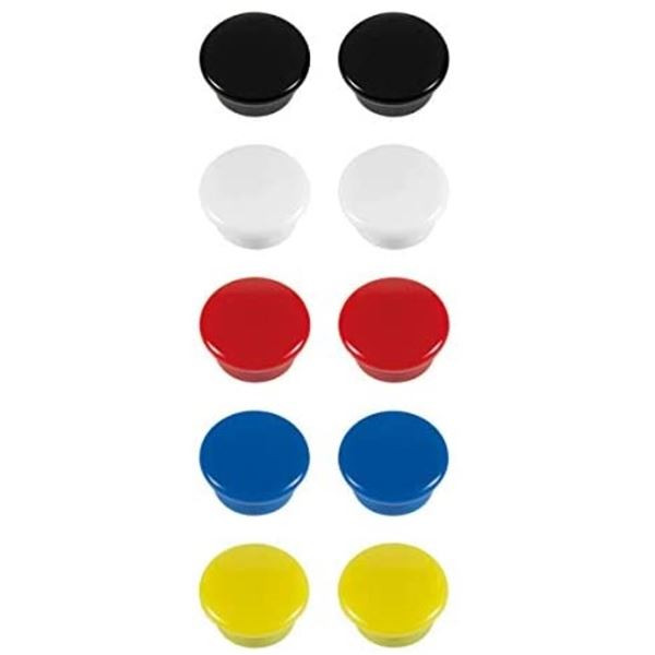 Sada barevných magnetů - 15 mm, mix barev, 10 ks