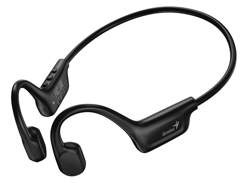 GENIUS bezdrátový headset HS-955BT/ sportovní/ přenos po kosti/ IPX7/ černý/ BT/ USB-C nabíjení