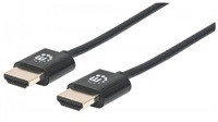 MANHATTAN Ultra-thin High Speed HDMI Cable with Ethernet, HEC, ARC, 3D, 4K, HDMI Male to Male, Shielded, Black, 0,5m