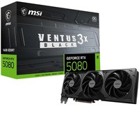 MSI VGA NVIDIA GeForce RTX 5080 16G VENTUS 3X OC BLACK, RTX 5080, 16GB GDDR7, 3xDP, 1xHDMI