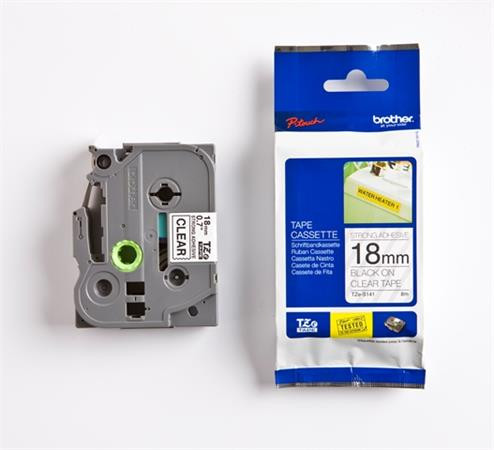 Brother - TZe-S141 průsvitná / černá (18mm,lamin.,extrémně adh.)