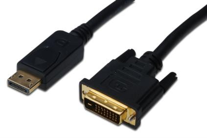 Digitus Adaptérový kabel DisplayPort, DP - DVI (24 + 1) M / M, 2,0 m, s blokováním, kompatibilní s DP 1.1a, CE, bl