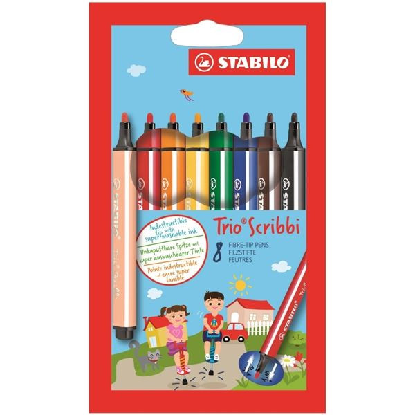 Fixy STABILO Trio Scribbi, sada 8 barev