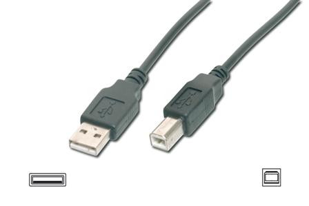 Digitus USB kabel A/samec na  B/samec, 2x stíněný, černý, 3m