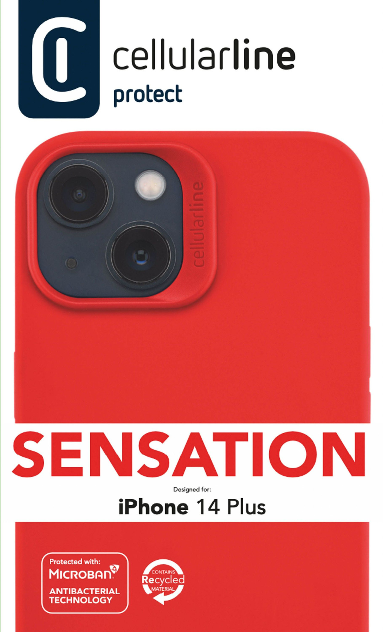 Ochranný silikonový kryt Cellularline Sensation pro Apple iPhone 14 Plus, červený