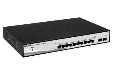 D-Link DGS-1210-10P L2/L3 Smart+ PoE switch, 8x GbE PoE+, 2x SFP, PoE 65W, fanless