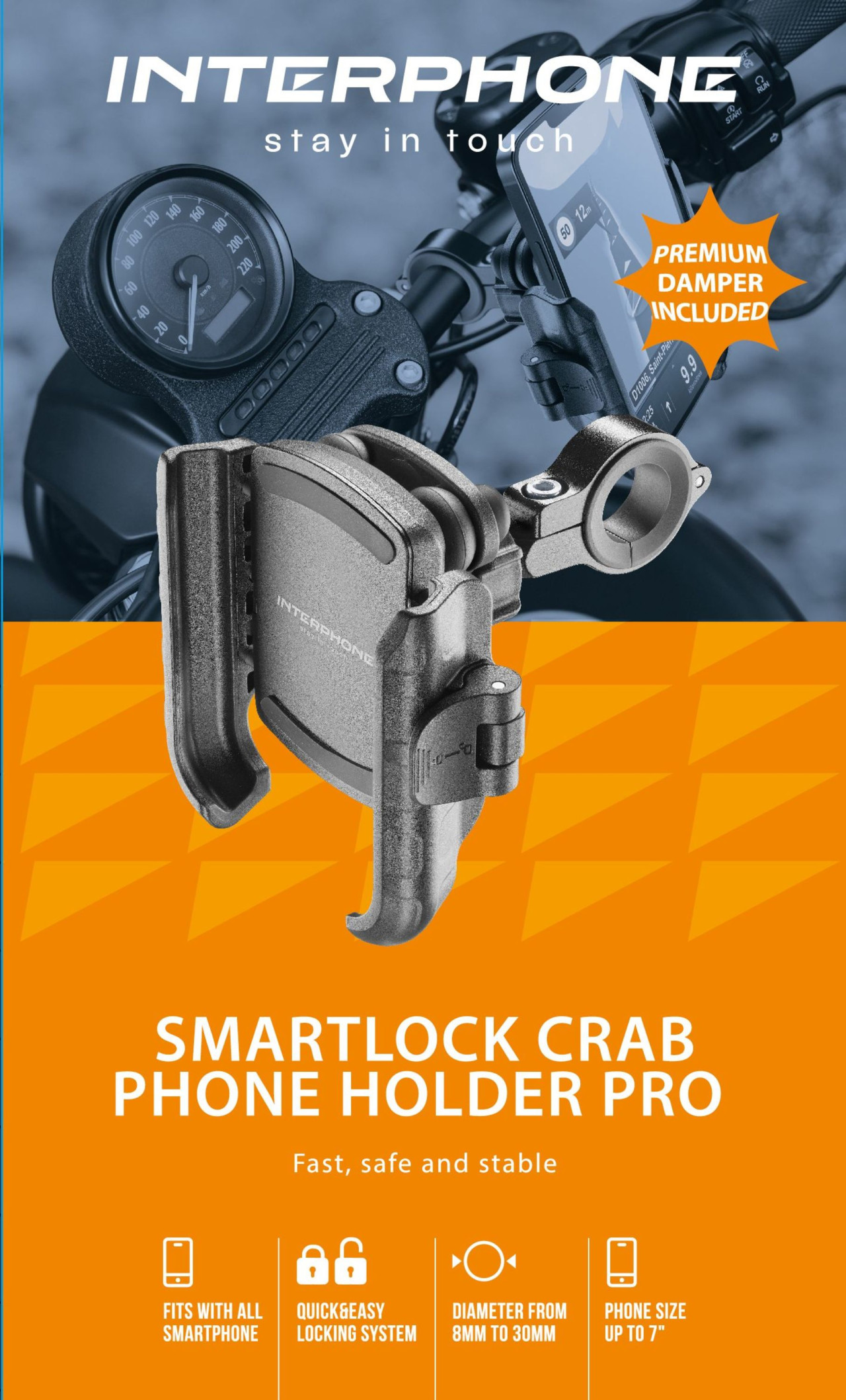 Interphone Crab Pro – Držák telefonu s antivibrací