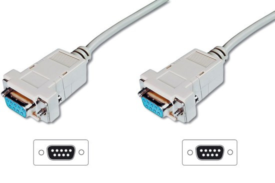 Digitus připojovací kabel nullmodem DB9 F/F 3m, béžový