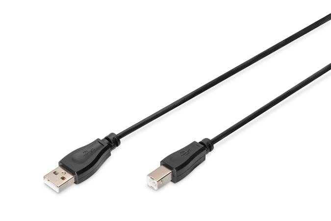Digitus USB kabel A/samec na B/samec, 2x stíněný, černý, 1m