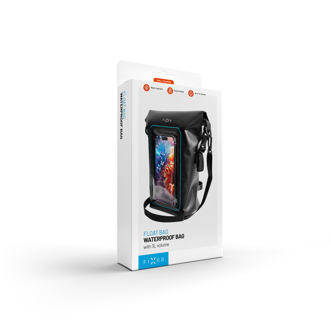 Voděodolný vak FIXED Float Bag s kapsou pro mobilní telefon 3L, černá