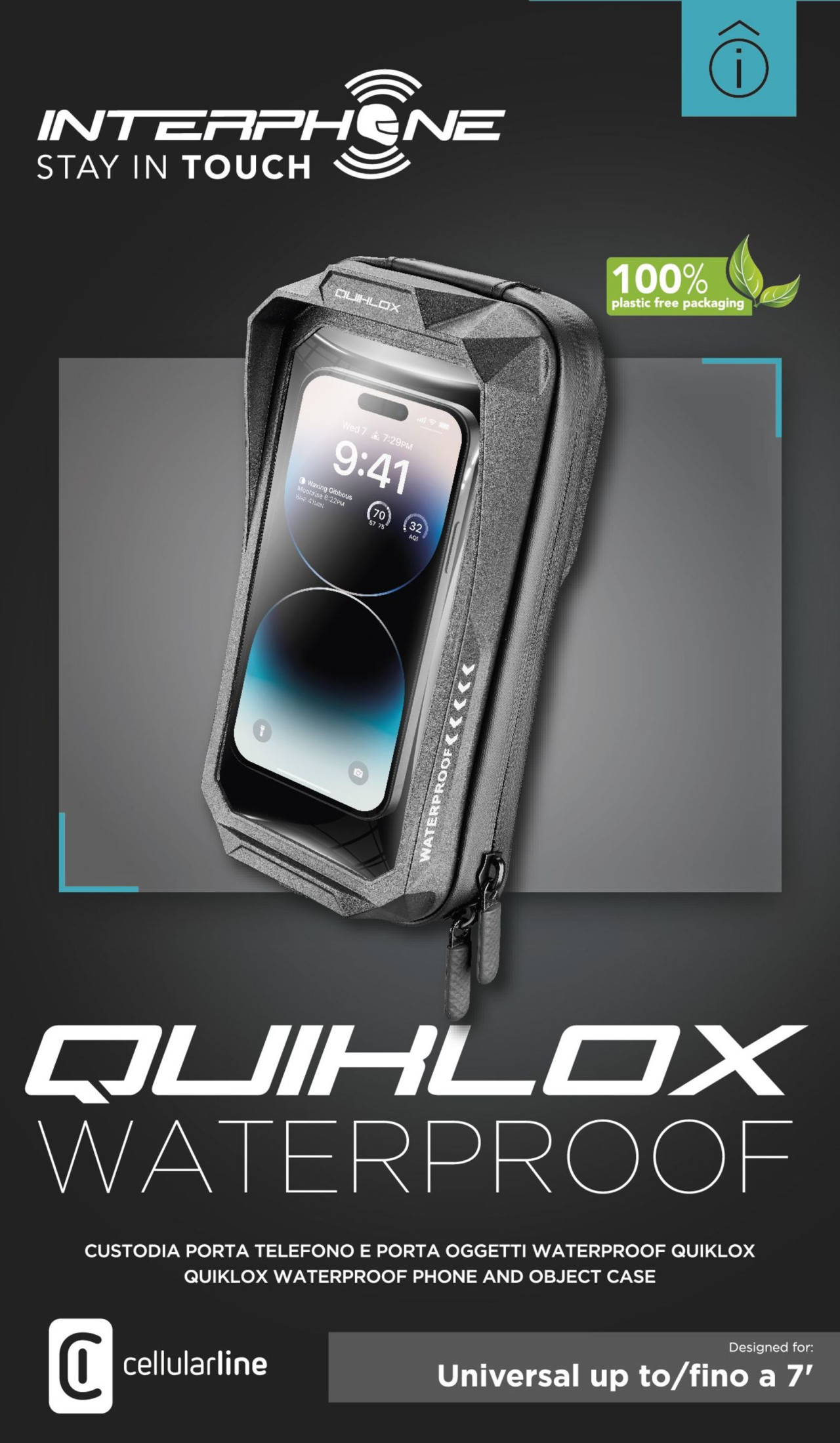 Interphone Quiklox – Univerzální voděodolné pouzdro na mobil do 7"