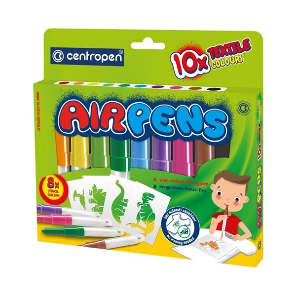 Foukací fixy Centropen AIR PENS - na textil, 10 ks