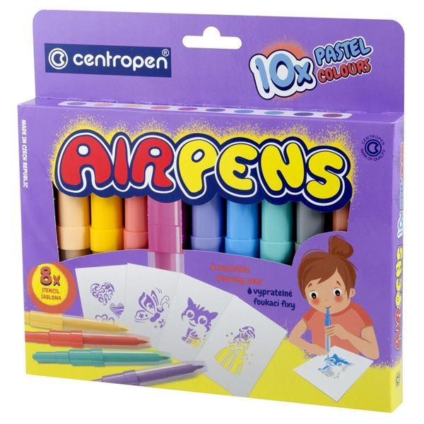 Foukací fixy Centropen AIR PENS - pastelové, 10 ks