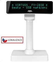 Virtuos VFD zákaznický displej Virtuos FV-2030W 2x20 9mm, USB, bílý