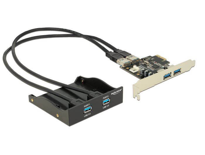 Delock 3.5" přední panel s 2x USB 3.0 porty + PCI Express 2x USB 3.0