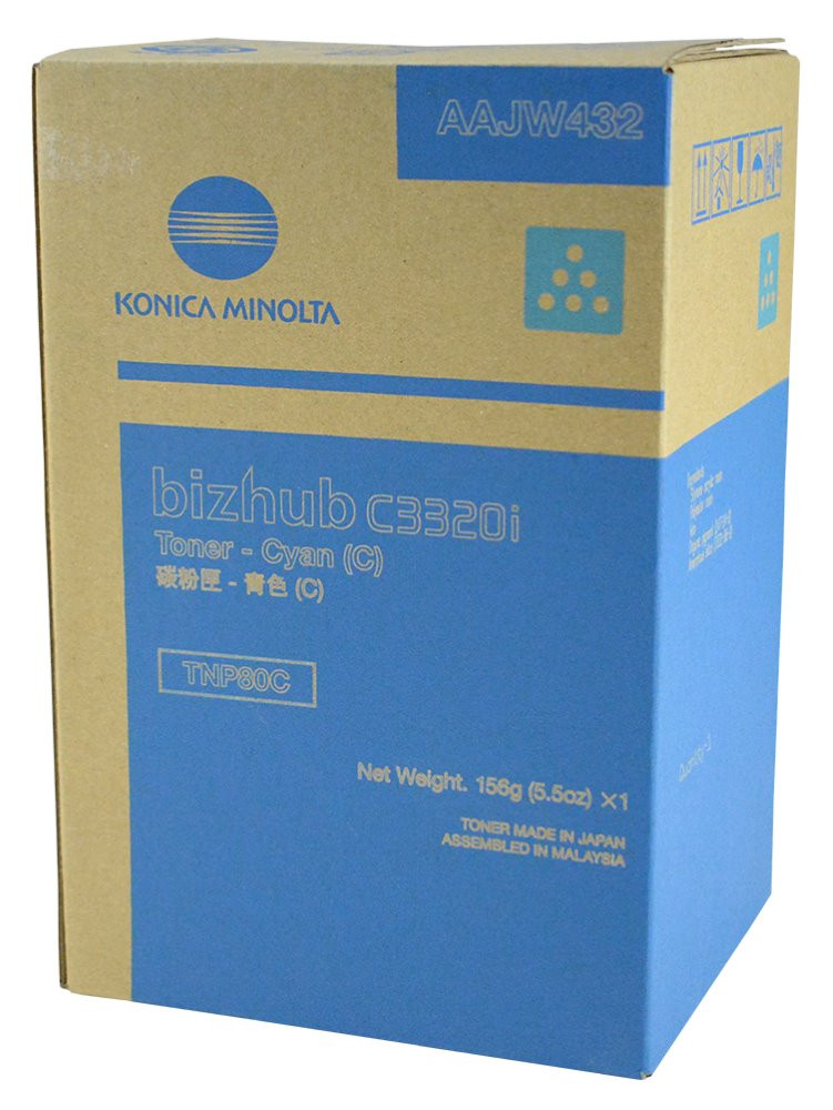 Konica Minolta originální toner AAJW452, cyan, 9000str., TNP-80C, Konica Minolta Bizhub C3320i
