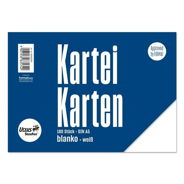 Listy do kartotéky A5 - čisté, 100 ks