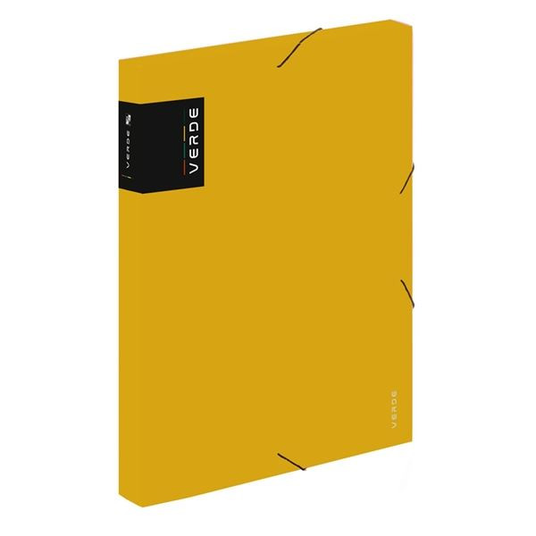Box na spisy s gumičkou Verde - A4, hořčic., 3 cm