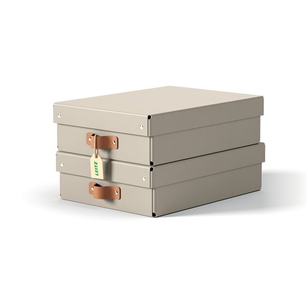 Úl.krabice Leitz Puro - víko,M, nízké, béžové, 2ks