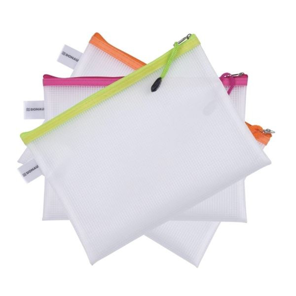 Síťovaná zipová obálka Donau - A5, mix barev, 1 ks