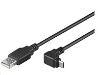 PREMIUMCORD Kabel USB 2.0 A-Micro B propojovací úhlový 90st. 1.8m (černý)
