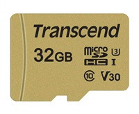 TRANSCEND MicroSDHC karta 32GB 500S, UHS-I U3 V30 + adaptér