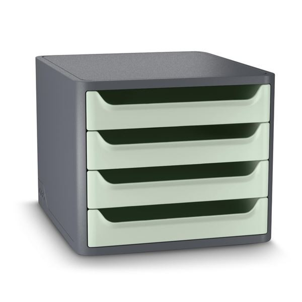 Zásuvkový box Cep,4 zásuvky,eko,šedá/šalvěj.zelená