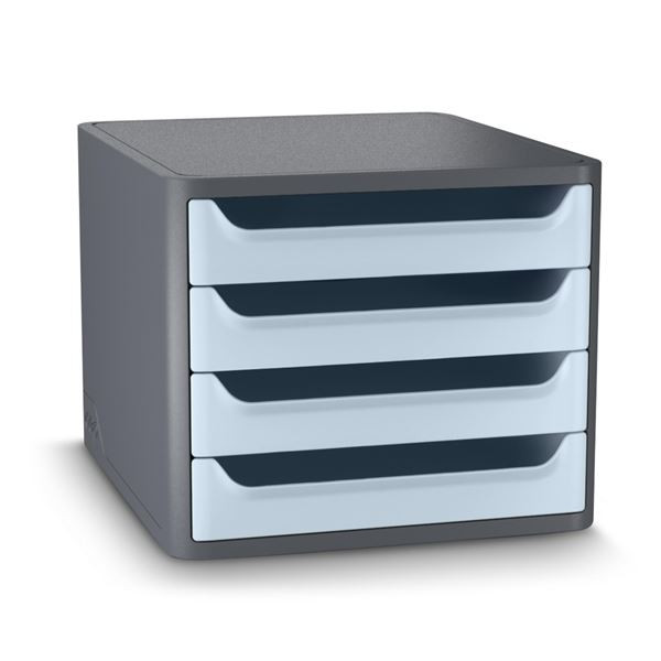 Zásuvkový box Cep,4 zásuvky,eko,šedá/světle modrá