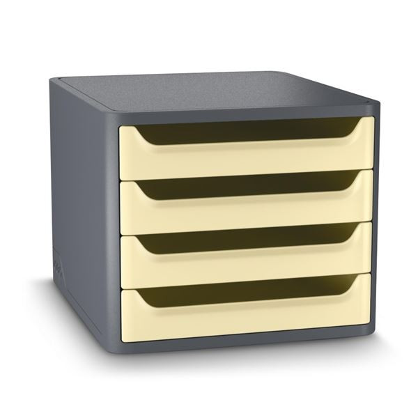 Zásuvkový box Cep,4 zásuvky,eko, šedá/světlě žlutá