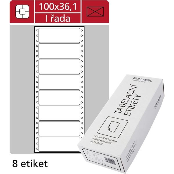 Tabelační jednořadé etikety, 100 x 36,1mm, 4000 ks