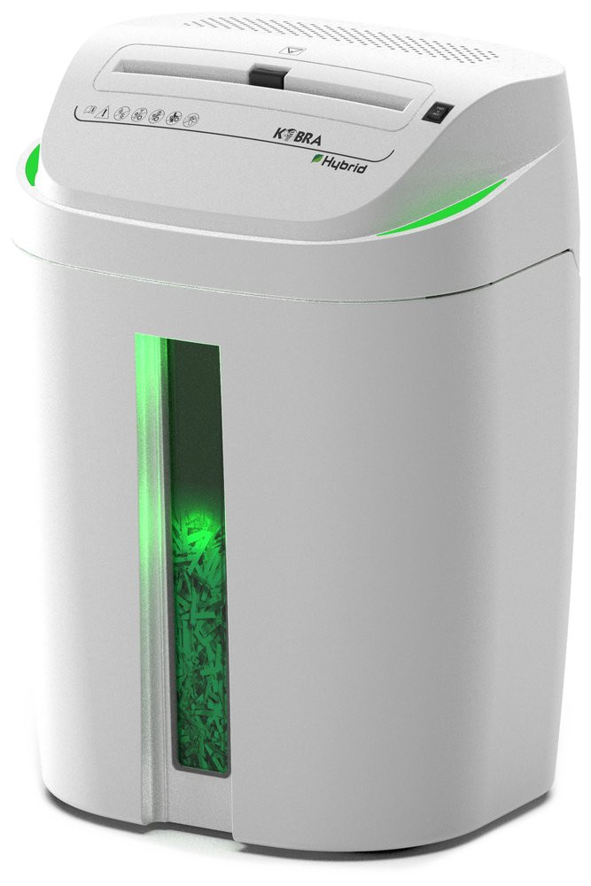 KOBRA skartovač S4-HYBRID/ příčný řez 3,8 mm/ A4/ kapacita 22 listů/ objem koše 40l/ stupeň utajení P2/ bílo-zelený