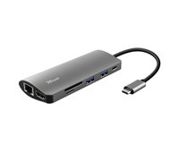 TRUST Dokovací stanice DALYX USB-C 7v1, 1xHDMI, 1xUSB-C, 2xUSB, 1x RJ45, šedá