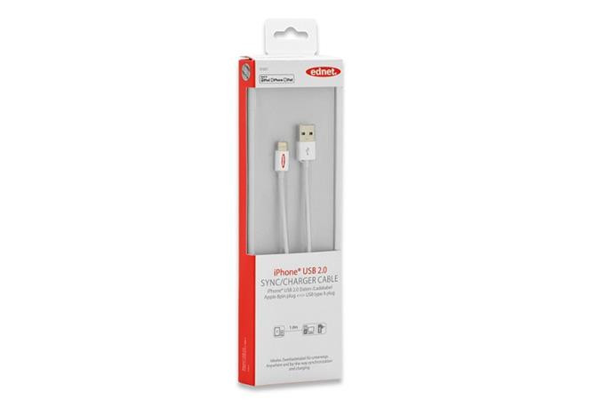 Ednet -  Apple IP5 nabíjecí a datový kabel, Lightning, Apple 8pin - USB A, 1,0 m, USB 2.0, MFI, zlacené konektory