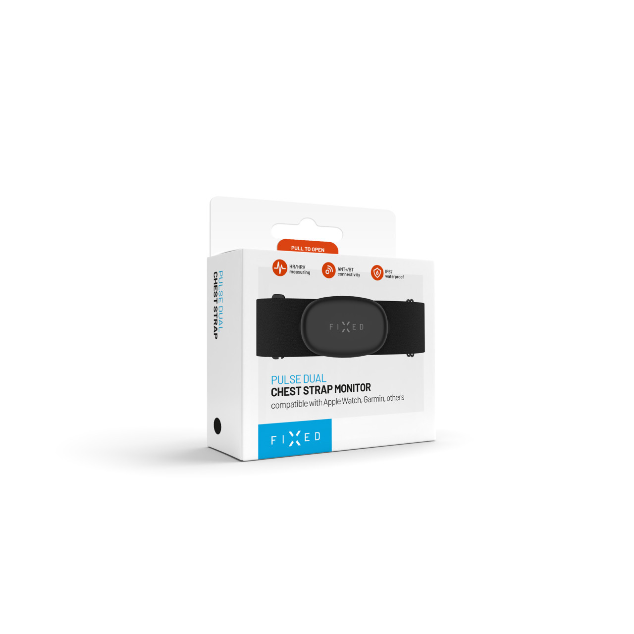Hrudní pás s měřením srdečního tepu FIXED Pulse Dual, HR+HRV měření, černý