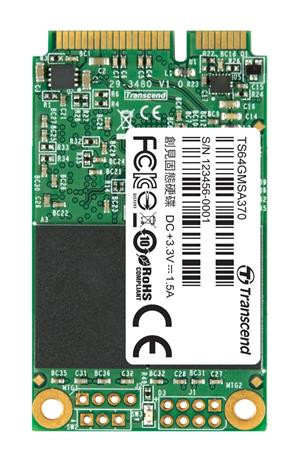 TRANSCEND MSA370 64GB SSD disk mSATA, SATA III (MLC), tray