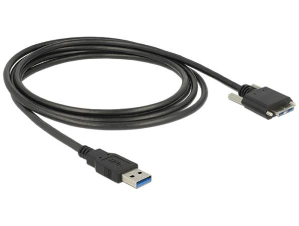 Delock kabel USB 3.0 typ A samec > USB 3.0 typ Micro-B samec se šroubky 2m 