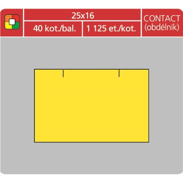 Cenové etikety CONTACT - 25x16, 1125 ks, žluté