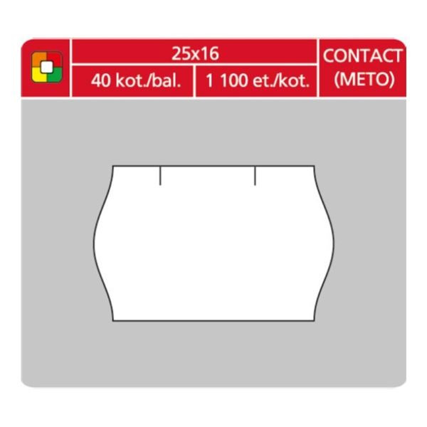 Cenové etikety CONTACT - 25x16, 1100ks, oblé, bílé